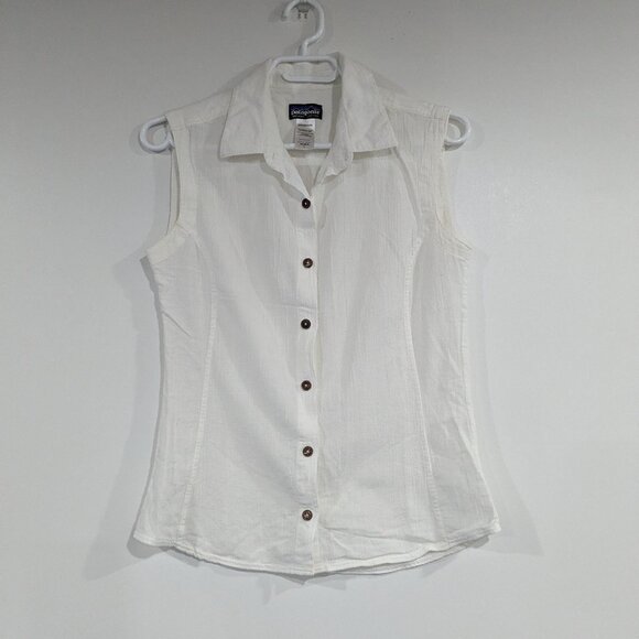 Patagonia Sleeveless Crinkle Blouse Cream White Size 4 - Picture 1 of 7
